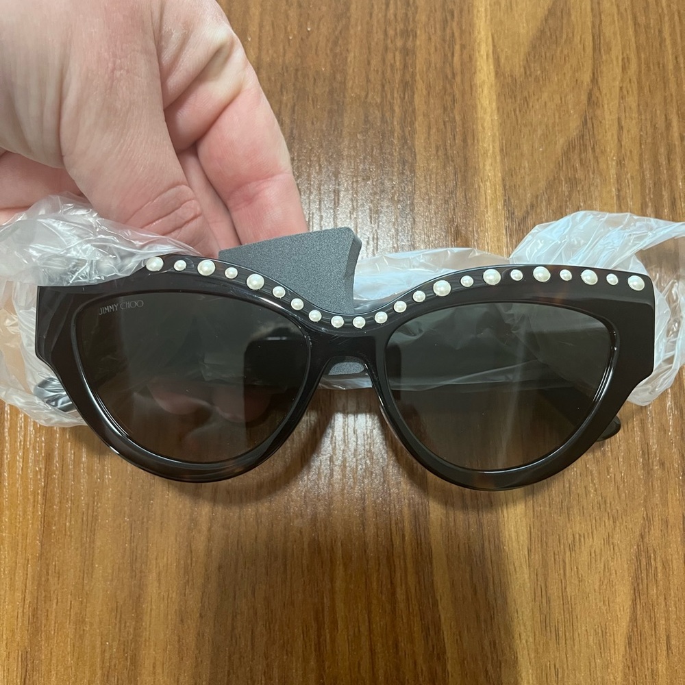 Jimmy Choo Black and White Cat-Eye Sunglasses